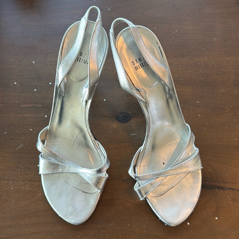 Stuart Weitzman silver strappy sandals size 7
